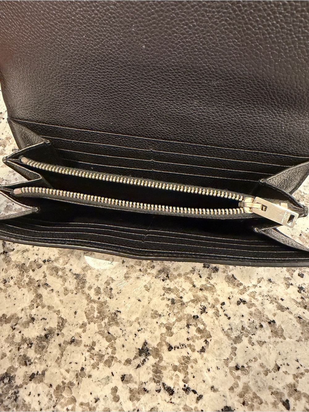 Saint Laurent Black Pebbled Leather Long Wallet - Picture 6 of 7
